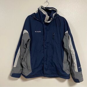 Columbia Windbreaker Mens Size XL Blue Gray Hooded Full zip Vertex Jacket